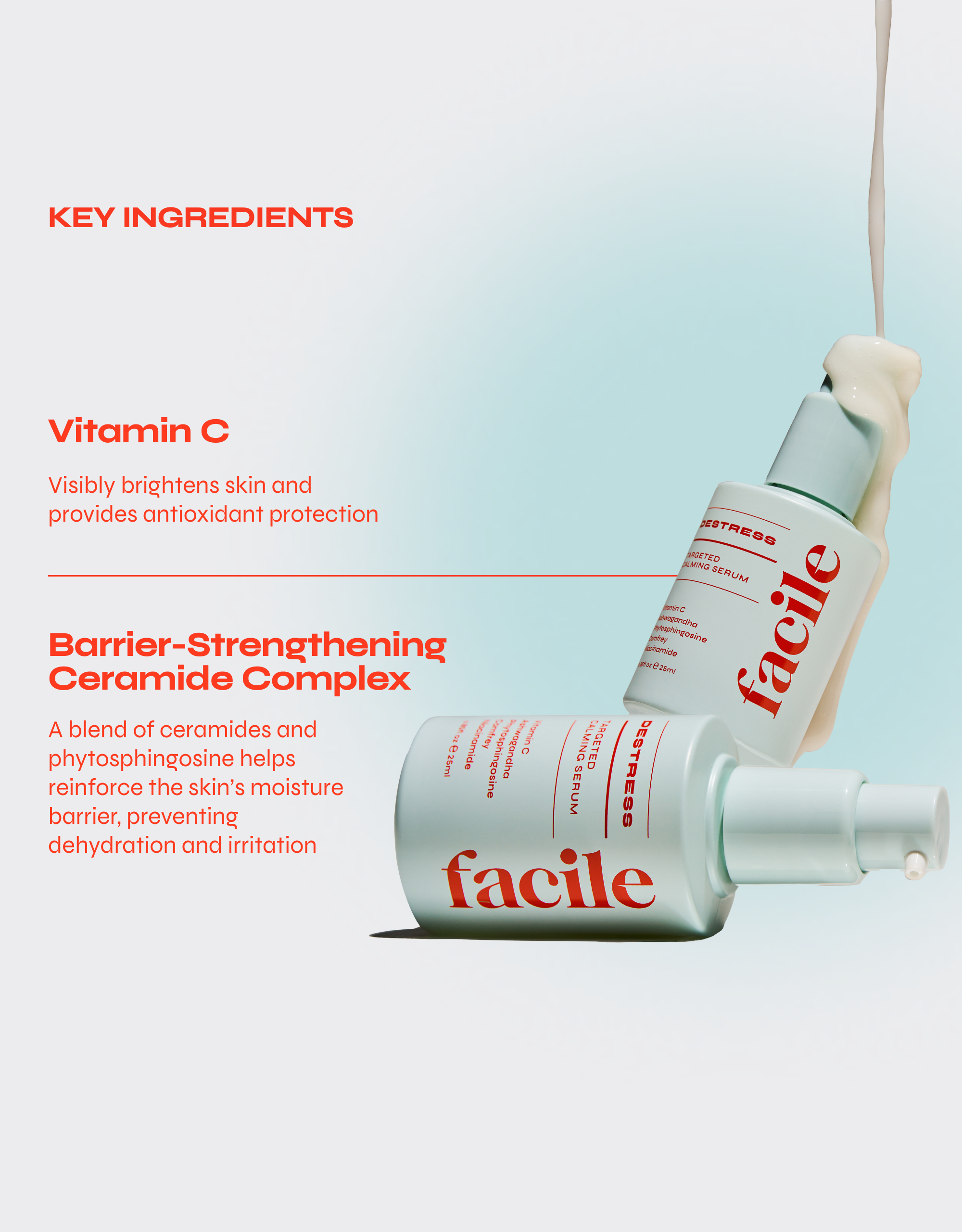 DESTRESS Redness Calming Serum with Vitamin C & Ceramides